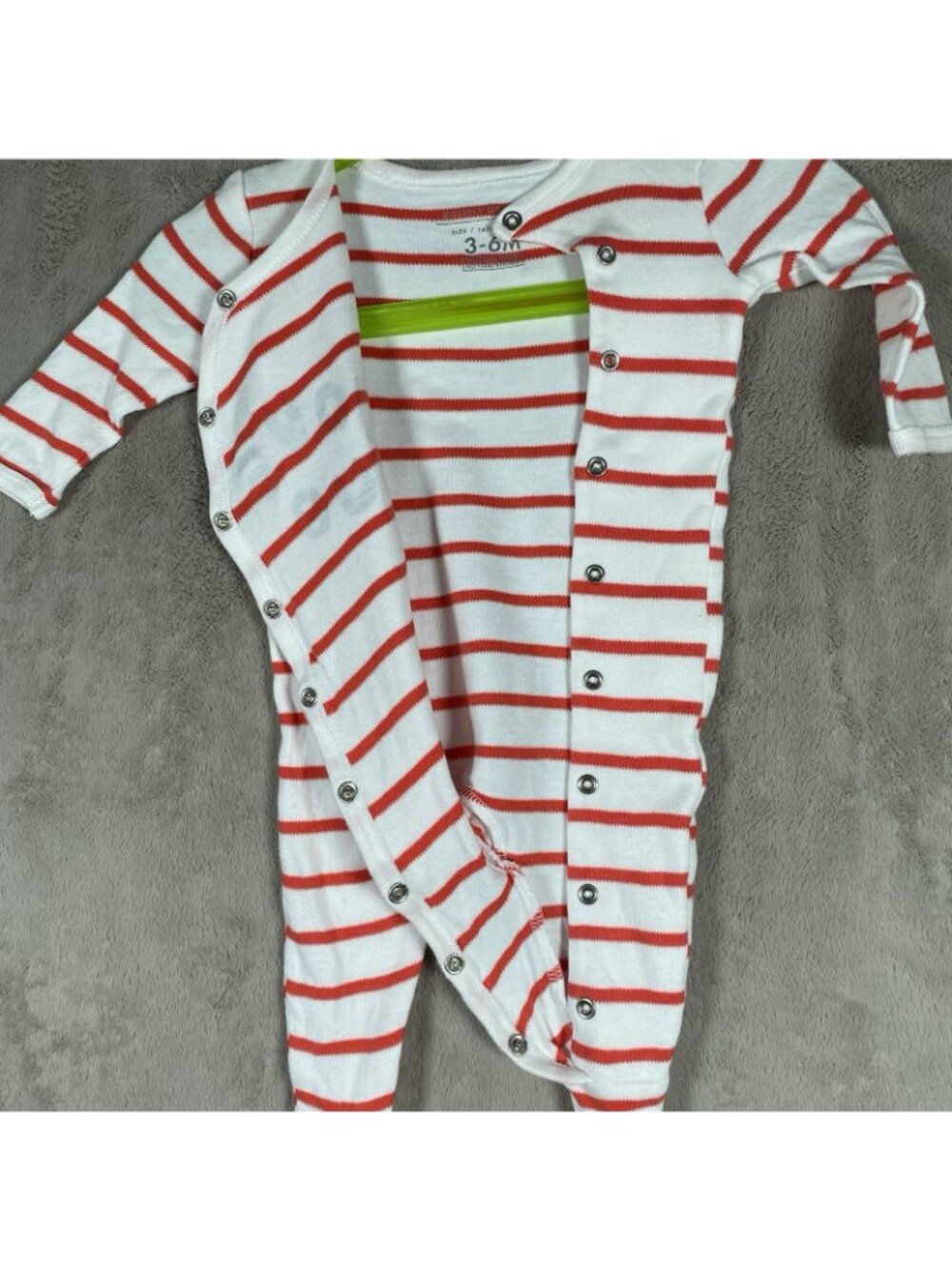 Pottery Barn Kids 100% Organic Cotton Baby Footie Pajama 3-6M Love Bug Striped - Picture 5 of 11
